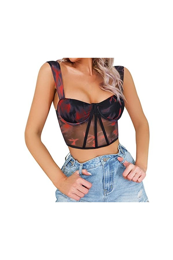 XIUH Corset Jacquard Floral à lacets Corset Femme Sexy Mode Corset Femme Sexy Corset Femme Sexy Corset Sexy Stéréo Broderie F