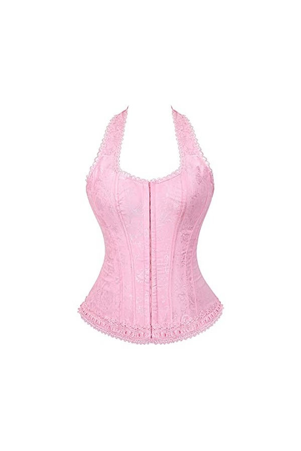 YAIGSHAPE Bustier sexy pour femme avec baleines et lacets - Rose - XXXXXXL