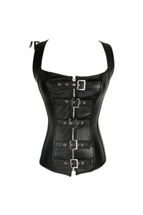 Corset steampunk lingerie sexy corps faux cuir os acier corset lacets noir grande taille gothique costume robe de bal - noir,