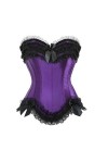 Overbust Bustier Corset Sexy Satin Lacets Fermeture éclair latérale Bowknot Femmes Corsets Lingerie Body Shaper Tops Plus Siz