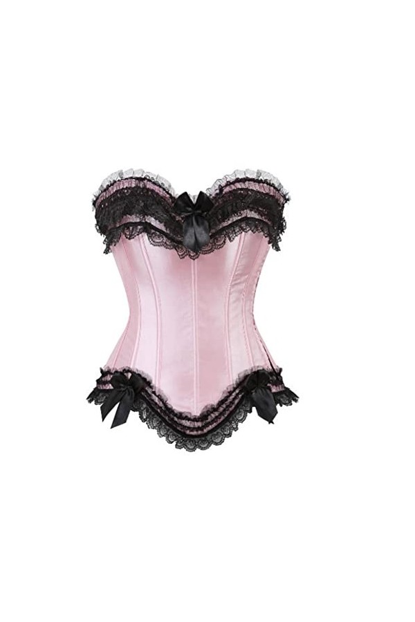 Overbust Bustier Corset Sexy Satin Lacets Fermeture éclair latérale Bowknot Femmes Corsets Lingerie Body Shaper Tops Plus Siz