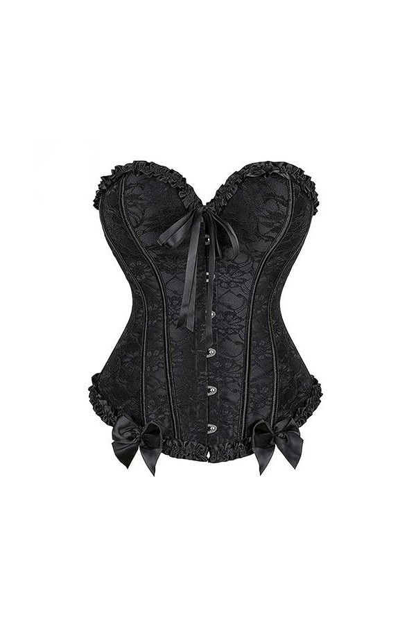 Lingerie sexy à lacets pour femme - Corset moulant à la taille - Corset modelant grande taille - Noir - XXXL