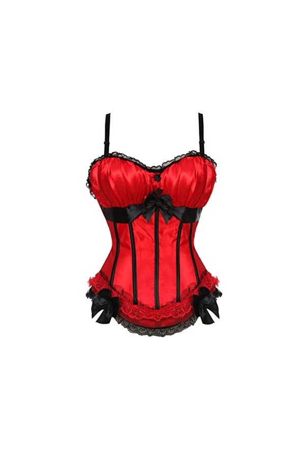 Bustier sexy en satin avec bretelles fines et lacets Bleu Taille XL