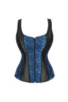 Bustier sexy en satin avec bretelles fines et lacets Bleu Taille XL