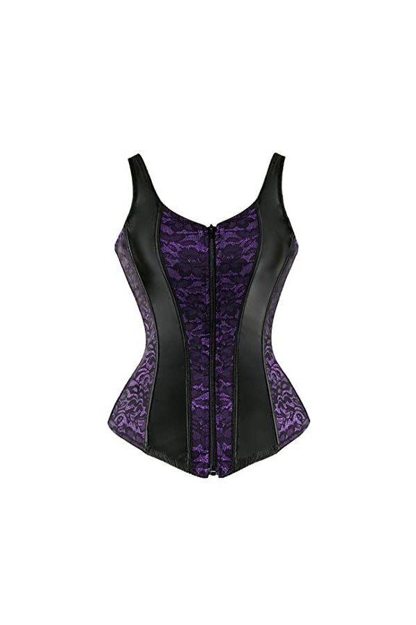 Bustier sexy en satin avec bretelles fines et lacets Bleu Taille XL