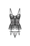 ZJY Corset Sexy Lace Underwire froncé Push Up Corset avec Panty à Lacets fermes Femmes Corsets et Bustiers Sheer Mesh Overbus