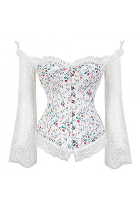 ZXCV Femmes Steampunk Corset Sexy À Manches Longues en Dentelle Corselet À Lacets Bustiers pour Posture Party Club De Mariage