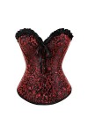 XIN NA RUI Corset sexy en jacquard avec lacets et baleines Motif dragon Rouge