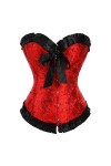 XIN NA RUI Corset sexy en jacquard avec lacets et baleines Motif dragon Rouge