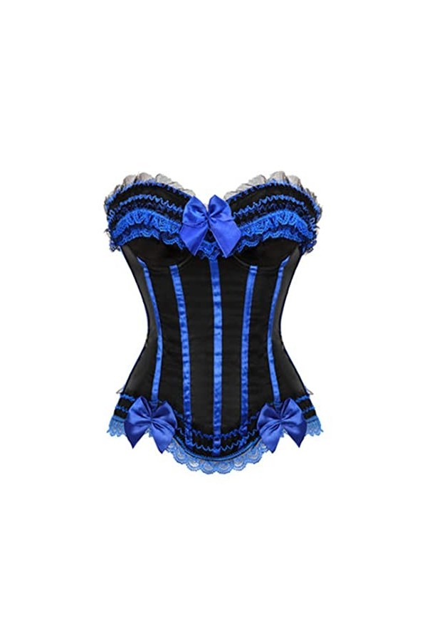 Sexy avec fermeture éclair - Style vintage - Bustiers à lacets - Bleu - Taille L