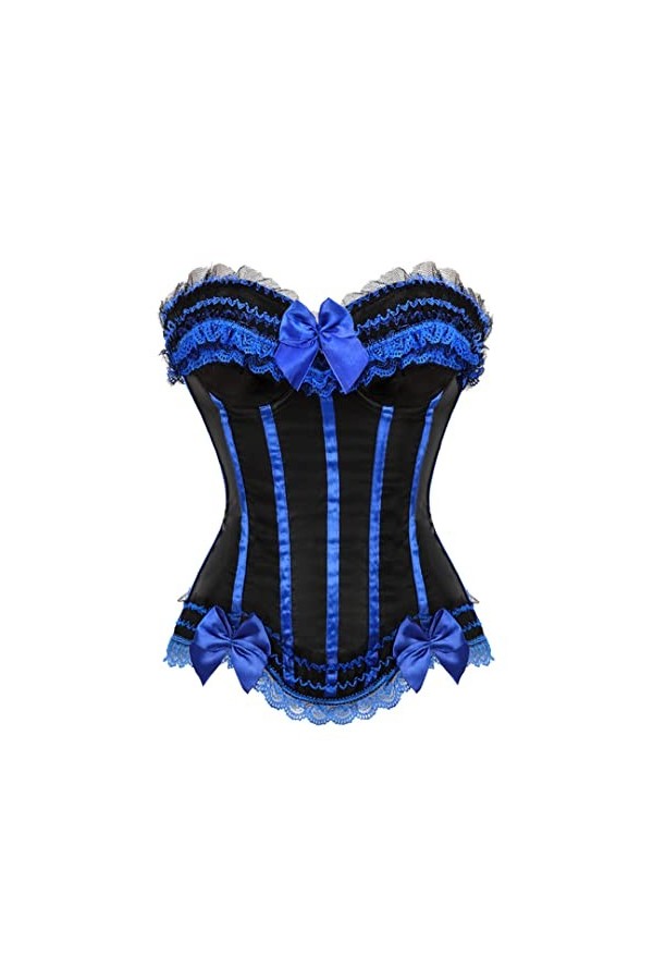 Sexy avec fermeture éclair - Style vintage - Bustiers à lacets - Bleu - Taille L
