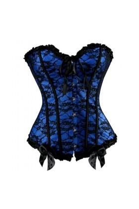 YATEAR Femmes Corsets Sexy Floral Garniture À Lacets Désossé Overbust Corset Taille Cincher Vintage Bustier Corset Noir Rouge