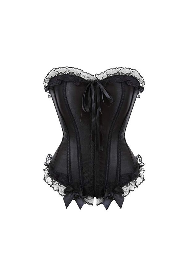 XIN NA RUI Corset sexy à lacets avec baleines pour femme noir, taille XXL 