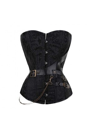 JTRHD Corsets Bustiers Femme Femmes Steampunk pour la Taille de la Taille Bustier avec Boucles à glissière Corset à Lacets Ha