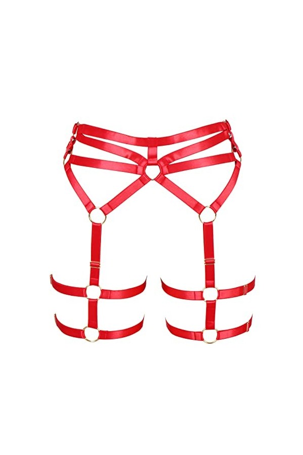 BBOHSS Femmes Body Harnais Mode Garter Hollow Chaussettes Mode Garter Band Punk Gothique Halloween Carnaval Accessoires 2 Vi