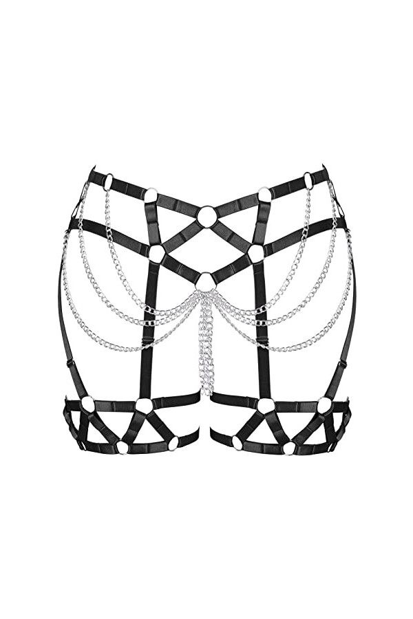 BBOHSS Femmes Body harnais jambes lacets cuisses de grande taille élégant ceinture punk gothique carnaval Halloween femme cad