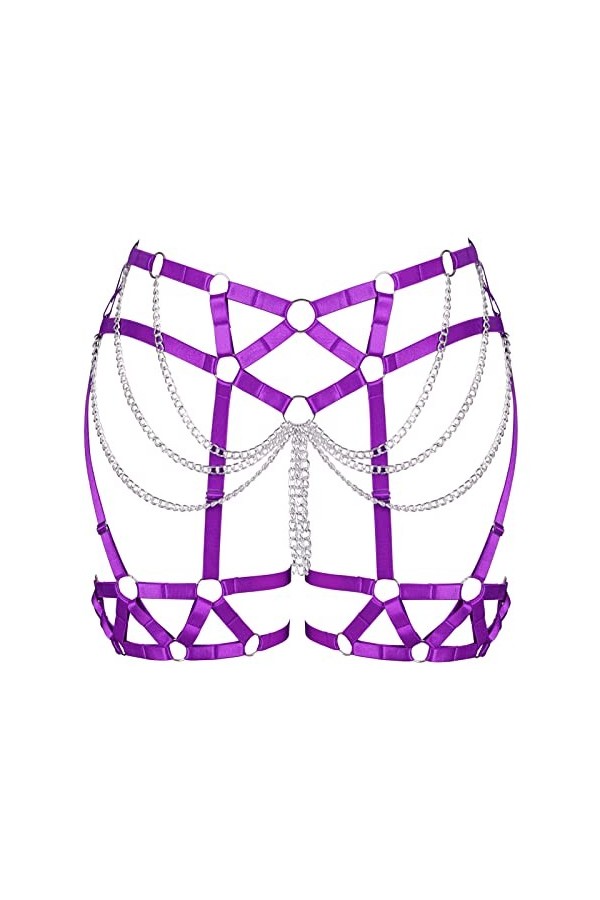 BBOHSS Femmes Body harnais jambes lacets cuisses de grande taille élégant ceinture punk gothique carnaval Halloween femme cad