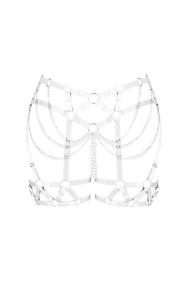 BBOHSS Femmes Body harnais jambes lacets cuisses de grande taille élégant ceinture punk gothique carnaval Halloween femme cad