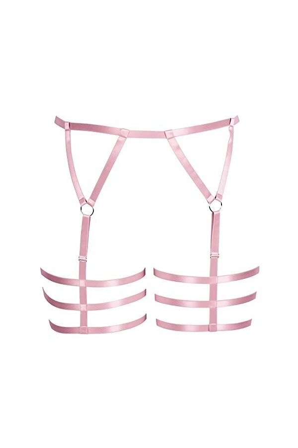 BBOHSS Femmes bretelles plus size leggings cuisses élastiques chaussettes punk Gothic Dance suit 1 Rose 