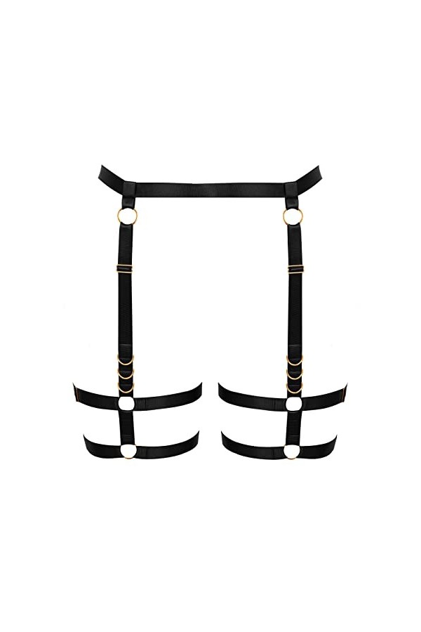 BBOHSS Femmes Body harnais jambes lacets cuisses de grande taille élégant ceinture punk gothique carnaval Halloween femme cad