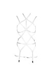 Lingerie pour femme avec harnais à lacets et anneau de poitrine et porte-jarretelles gothique, festif, blanc, Taille unique
