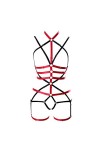 Ensemble de lingerie punk à lacets pour femme avec porte-jarretelles et jarretelles gothiques, rouge vin, Taille unique
