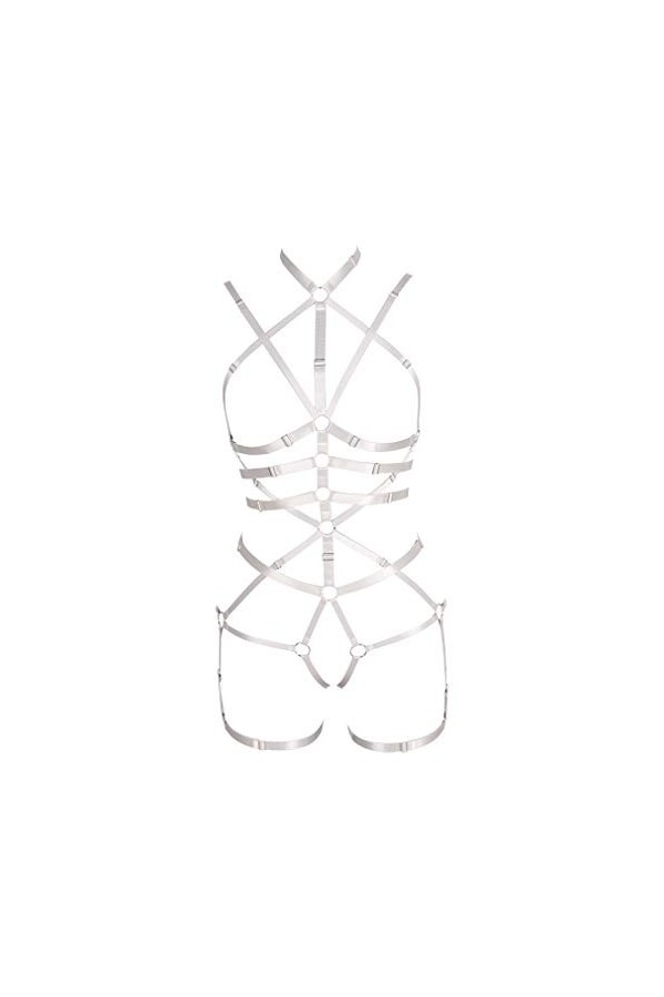 Ensemble de lingerie punk à lacets pour femme avec porte-jarretelles et jarretelles gothiques, rouge vin, Taille unique