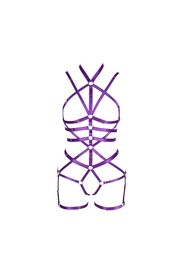 Ensemble de lingerie punk à lacets pour femme avec porte-jarretelles et jarretelles gothiques, rouge vin, Taille unique