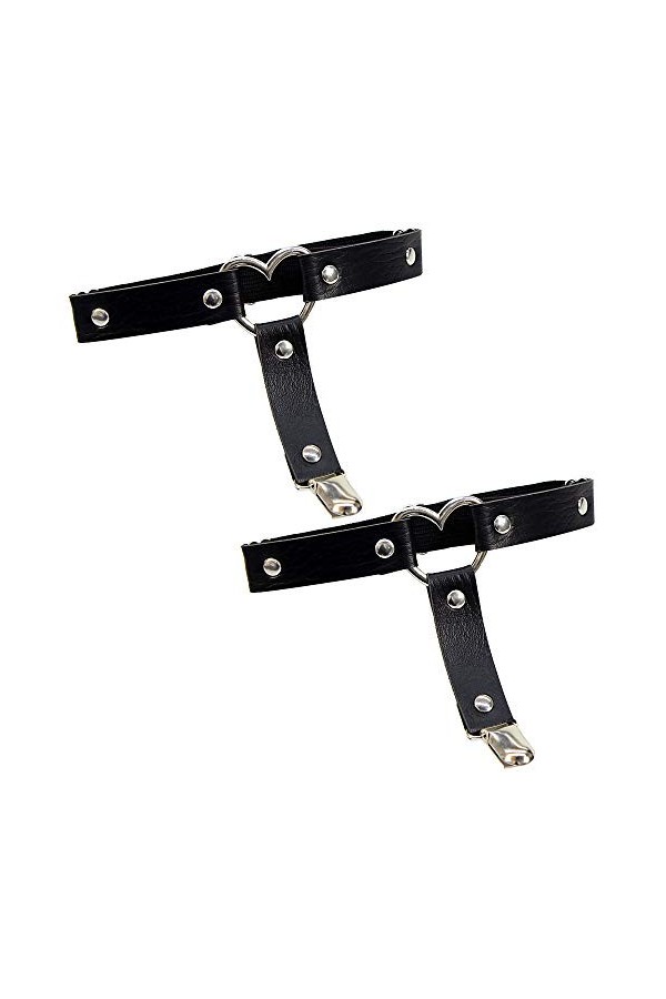 1 paire de jarretelles réglables en forme de cœur avec boucle et clips antidérapants, bleu, taille unique