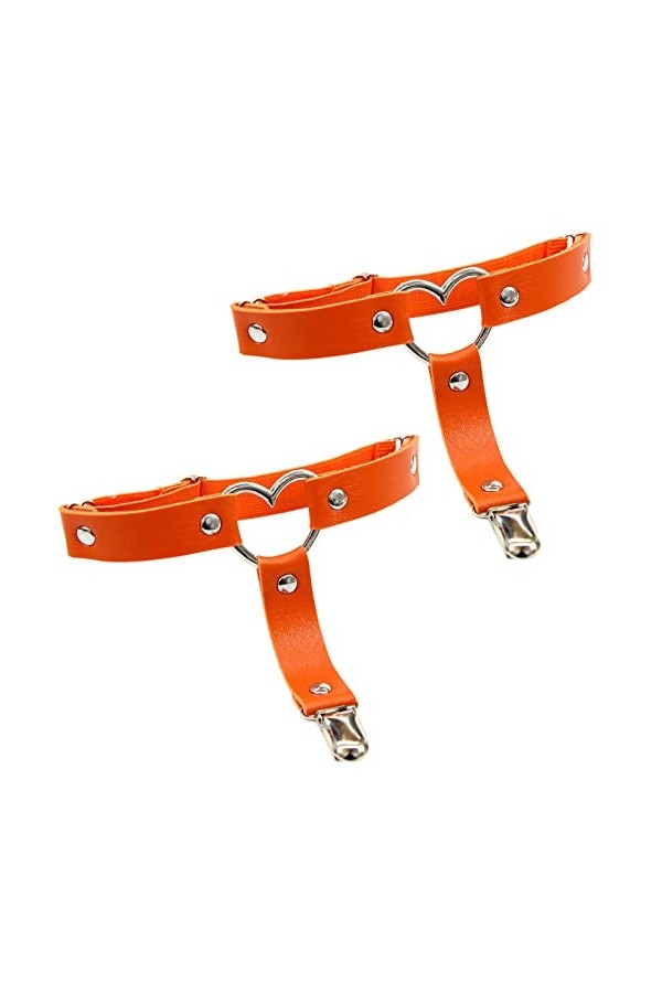 1 paire de jarretelles réglables en forme de cœur avec boucle et clips antidérapants, bleu, taille unique