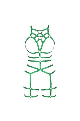 JMMHSS Punk Body bretelles soutien - gorge femmes ceinture ensemble lacets réglage Goth Art Style élastique Bleu au trésor 