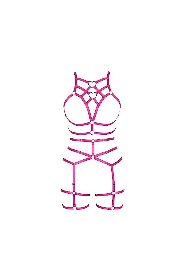 JMMHSS Punk Body bretelles soutien - gorge femmes ceinture ensemble lacets réglage Goth Art Style élastique Bleu au trésor 