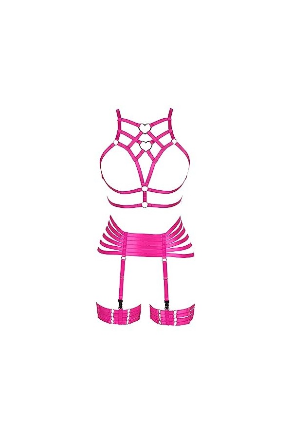 JMMHSS Femmes stretch fit lingerie bretelles set lacets cage garter ceinture pour chaussettes carnaval Wear Orange - jaune 