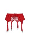 Réglable porte-jarretelles sexy jarretière pour chaussettes auto-fixantes, 6 sangles élastiques, rouge, L
