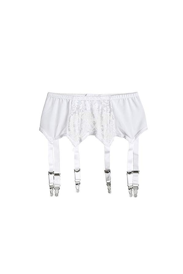 Réglable porte-jarretelles sexy jarretière pour chaussettes auto-fixantes, 6 sangles élastiques, rouge, L