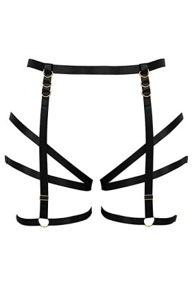 Femmes ceinture ceinture plus taille cuisses élégant évidé punk garter ceinture gothique carnaval Halloween costume Blanc 