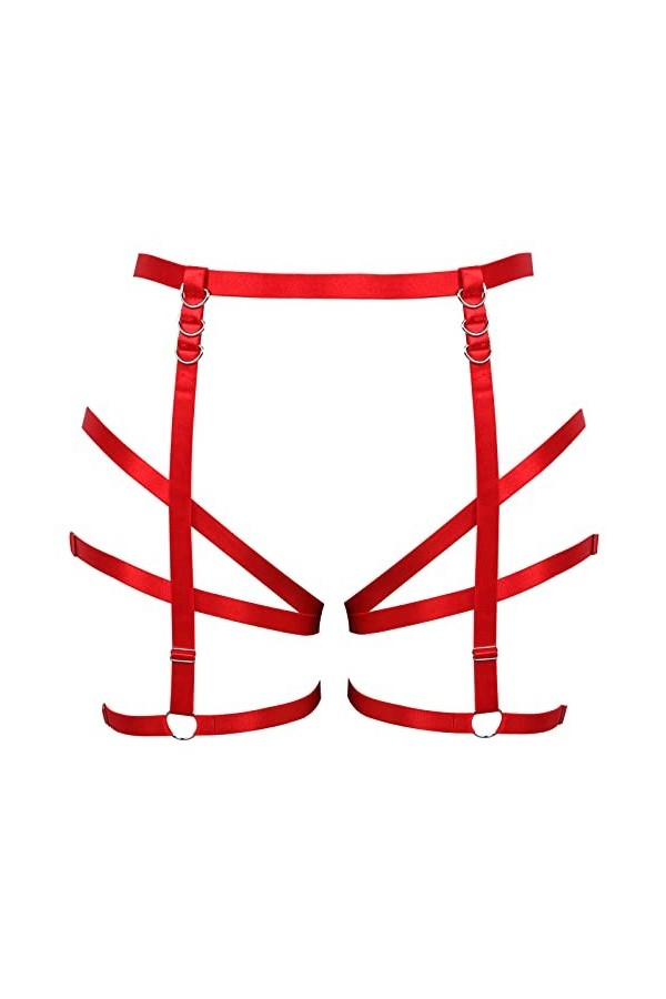 Femmes ceinture ceinture plus taille cuisses élégant évidé punk garter ceinture gothique carnaval Halloween costume Blanc 