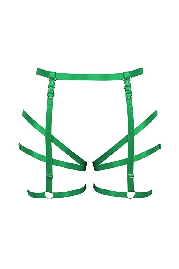 Femmes ceinture ceinture plus taille cuisses élégant évidé punk garter ceinture gothique carnaval Halloween costume Blanc 