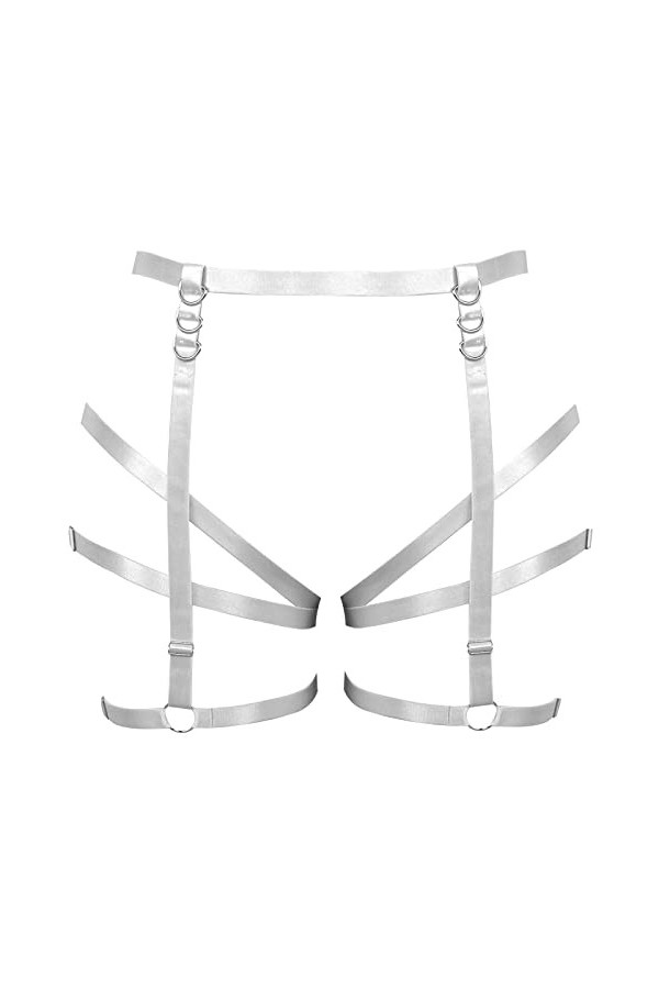 Femmes ceinture ceinture plus taille cuisses élégant évidé punk garter ceinture gothique carnaval Halloween costume Blanc 