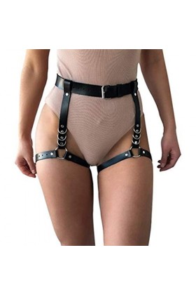 MILISTEN 1 porte-jarretelles flexible réglable en cuir PU robuste punk ceinture porte-jarretelles taille pour cosplay show pu