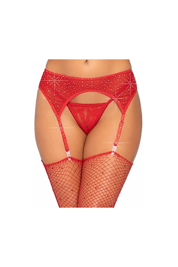Leg Avenue Porte-Jarretelles en Strass Taille Unique Rouge 30 g