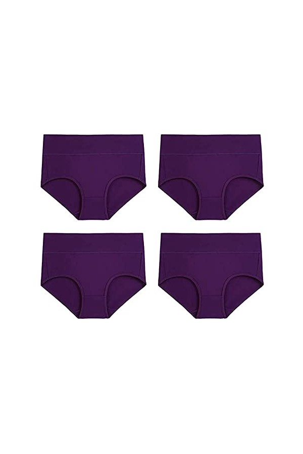 NHNKB Sous-vêtements en coton pour femme - Taille haute - String noir - Culotte pleine hauteur - Couverture stretch - Sous-vê