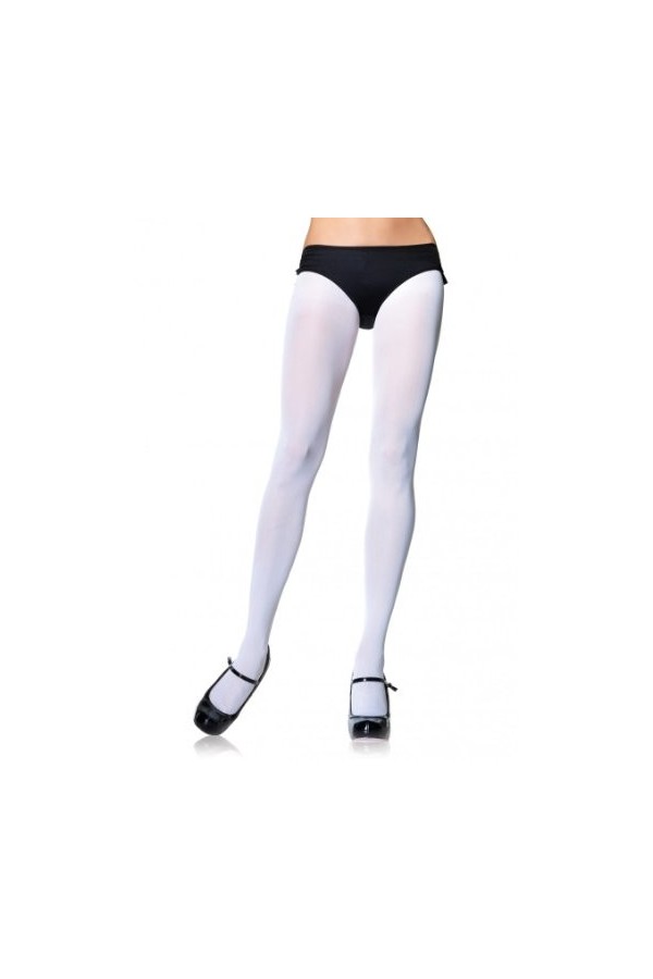 Leg Avenue Collant Nylon Opaque en Spandex Blanc Taille Unique