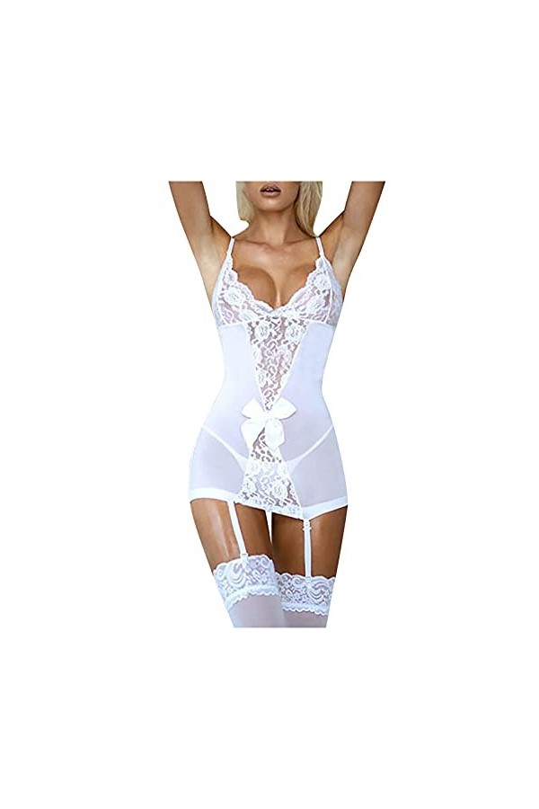 HAOLEI 2023 Femmes Rayé Lingerie Résille Mini Robe Sexy Vêtements De Nuit Crotchet Mesh Creuser Mini Robe Nuisette Bretelles 