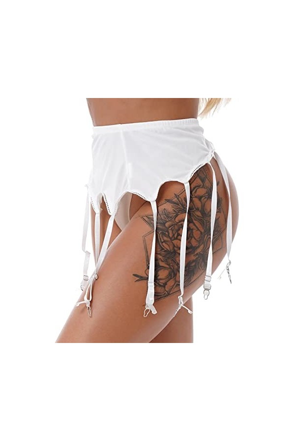 Alvivi Femme Porte-Jarretelle Sexy Grande Taille avec 6 Pinces Réglable Jarretelle Haut Lingerie de Nuit Bas Harnais sous Vet