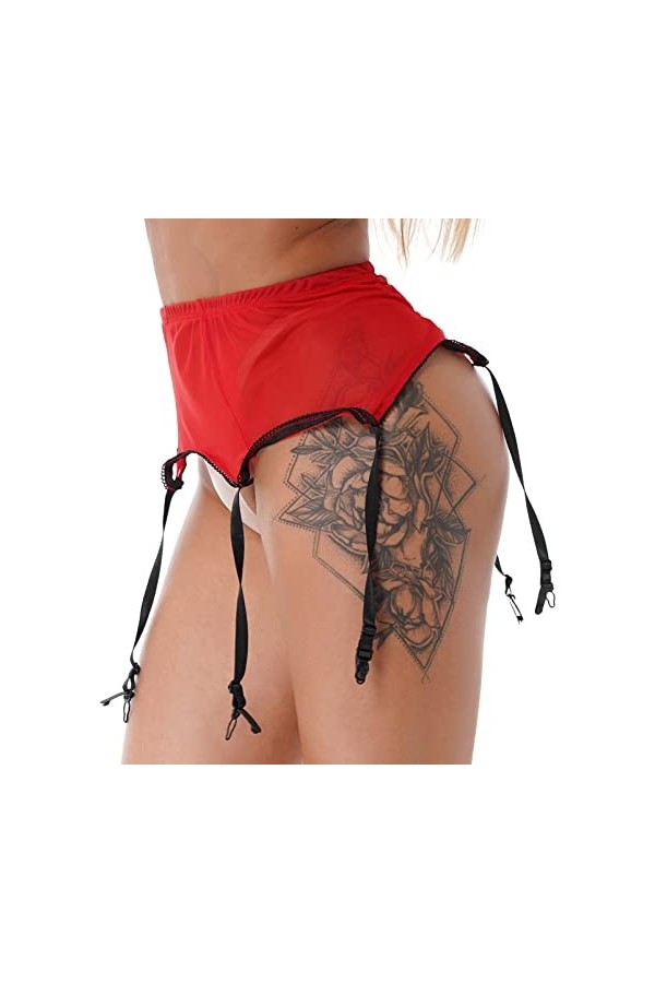 Alvivi Femme Porte-Jarretelle Sexy Grande Taille avec 6 Pinces Réglable Jarretelle Haut Lingerie de Nuit Bas Harnais sous Vet