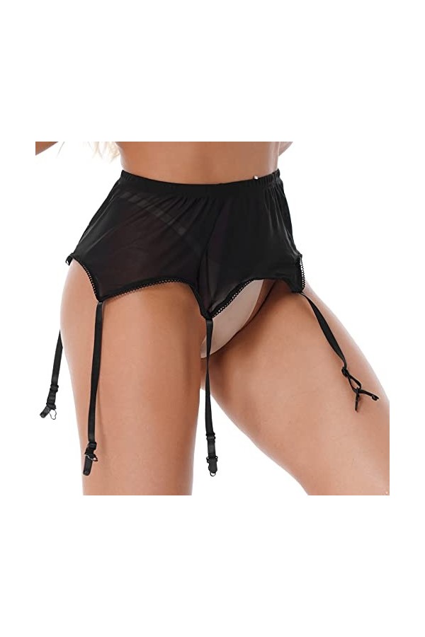 Alvivi Femme Porte-Jarretelle Sexy Grande Taille avec 6 Pinces Réglable Jarretelle Haut Lingerie de Nuit Bas Harnais sous Vet