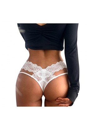 TDEOK Lingerie sexy pour femme - Rouge - Culotte sexy creuse - Dentelle - Crochet - Sexy, Blanc., L
