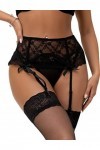 comeondear Femmes Porte-Jarretelles avec 4 Pinces Réglable Porte Jarretelle Grande Taille avec G-String B-Noir,M-L 