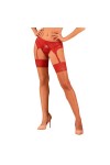 Obsessive Femme Bas Dentelle Filet Elastique Sexy Sensuel Lacelove, rouge, XS/S